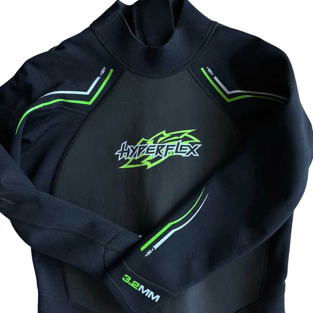 Hyperflex AXS Kids 3.2mm Full Body Wetsuit Black Green Surfing Diving Size 10